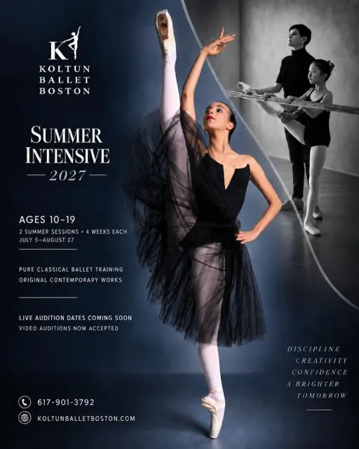 Koltun Ballet Boston Summer Intensive 2027 — ages 10–19, July 5 – August 27; video auditions now accepted